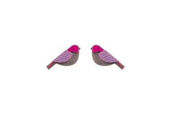 Dřevěné náušnice Purple Cutebird Earrings možností výměny či vrácení do 30 dnů