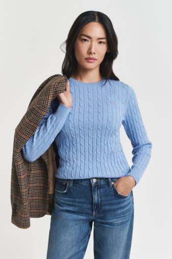 SVETR GANT STRETCH COTTON CABLE C-NECK CLEAR SKY