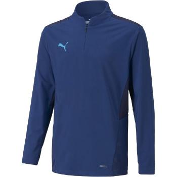 Puma TEAMCUP 1/4 ZIP TOP Chlapecká sportovní mikina, modrá, velikost