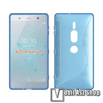 Szilikon védő tok / hátlap - S-Line, karbon mintás - VILÁGOSKÉK - SONY Xperia XZ2 Premium (2018)