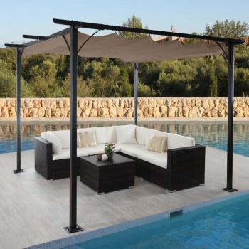 Pergola se stahovací střechou 3,5x3,5 m Dekorhome Šedohnědá taupe