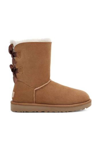 Boty UGG Classic Bailey Bow II dámské, hnědá barva, na plochém podpatku, zateplené, 1016225-CHE