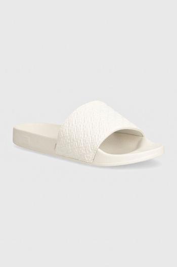 Pantofle Tommy Hilfiger MONOGRAM POOL SLIDE dámské, bílá barva, FW0FW07989