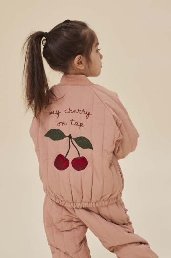 Dětská bomber bunda Konges Sløjd JUNO FRILL BOMBER JACKET růžová barva