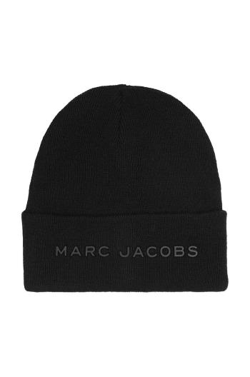 Dětská čepice s příměsí vlny Marc Jacobs černá barva, z husté pleteniny, W60346