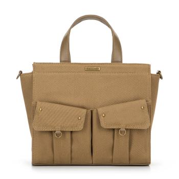 Dámsky kabelka s prímesou bavlny khaki 100-4Y-440-Z