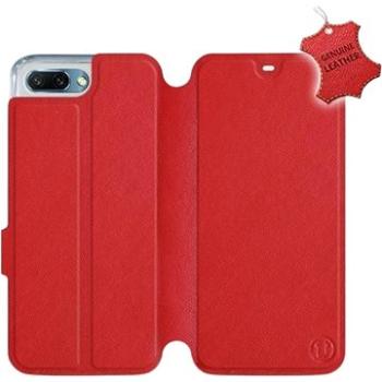 Flip pouzdro na mobil Honor 10 - Červené - kožené -   Red Leather (5903226499519)