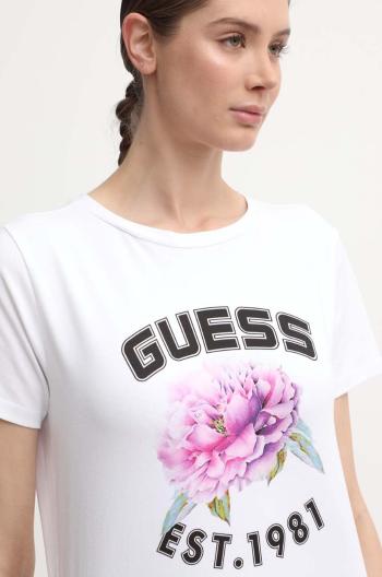 Tričko Guess PEONY bílá barva, V4YI15 J1314