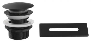 AQUALINE - SET krytka prepadu, vaňová výpusť 6/4", click-clack, čierna mat TF9005B
