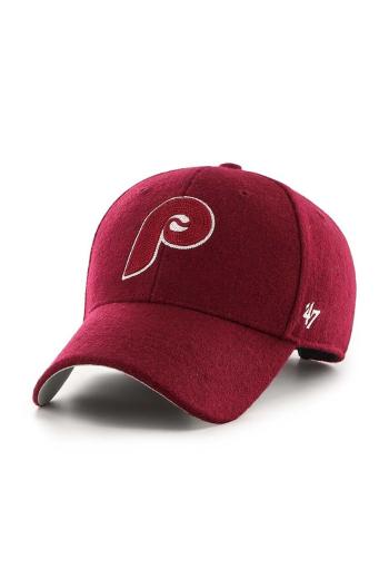 Čepice s vlněnou směsí 47 brand MLB Philadelphia Phillies červená barva, s aplikací, BCPTN-CHSMV19WIS-CA82