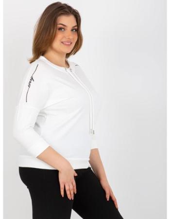 Dámská halenka plus size s nápisy a 3/4 rukávy KETZIA ecru