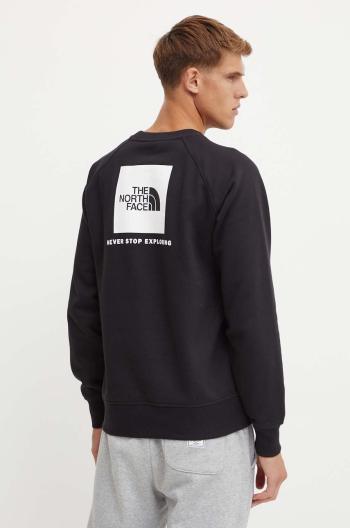 Mikina The North Face Raglan Redbox Crew pánská, černá barva, s potiskem, NF0A89FAJK31