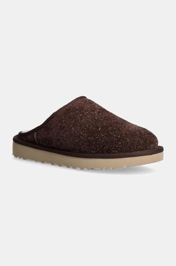 Semišové papuče UGG Classic Slip-On Shaggy Suede hnědá barva, 1153104-BCDR