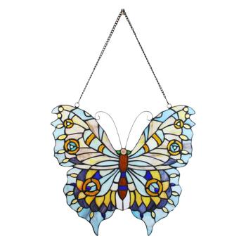 Závěsný Tiffany  panel motýl Butterfly Blue - 40*60 cm 5LL-6236