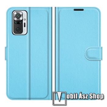 WALLET notesz tok / flip tok - KÉK - asztali tartó funkciós, oldalra nyíló, rejtett mágneses záródás, bankkártyatartó zseb, szilikon belső - Xiaomi Redmi Note 10 Pro / Redmi Note 10 Pro Max