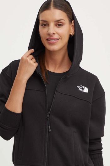 Mikina The North Face W Essential Fz Hoodie dámská, černá barva, s kapucí, s potiskem, NF0A853VJK31