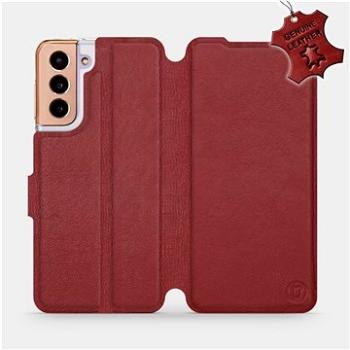 Flip pouzdro na mobil Samsung Galaxy S21 5G - Tmavě červené - kožené -   Dark Red Leather (5903516617029)