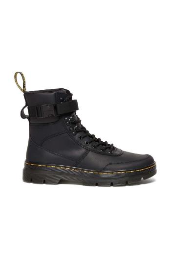 Kožené kotníkové boty Dr. Martens Combs Tech Leather černá barva, na plochém podpatku, lehce zateplené, DM27801001