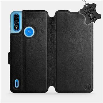 Kožené flip pouzdro na mobil Motorola Moto E7 Power - Černé - Black Leather (5903516685578)