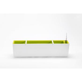 Jardinieră autoirigare Plastia Berberis 80, alb + verde, alb, 80 cm