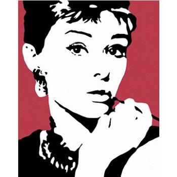 Diamondi - Diamantové malování - AUDREY HEPBURN NA ČERVENÉM POZADÍ, 40x50 cm, bez rámu a bez vypnutí (603352A)