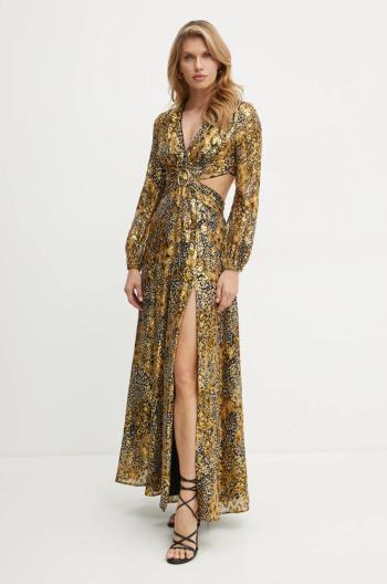 Hedvábné šaty Marciano Guess LEOPARD zlatá barva, maxi, 4BGK79 7219A