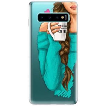 iSaprio My Coffe and Brunette Girl pro Samsung Galaxy S10 (coffbru-TPU-gS10)