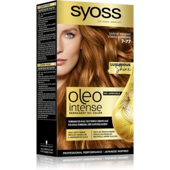 Syoss Oleo Intense permanentní barva na vlasy s olejem odstín 7-77 Zářivě měděný 2x50 ml