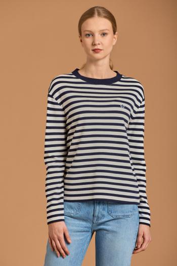 TRIČKO GANT D1. ICON G STRIPE LS T-SHIRT EVENING BLUE