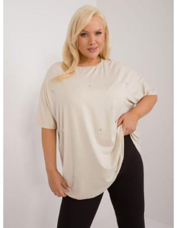 Dámská halenka plus size s aplikacemi světle béžová 