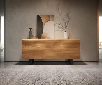 Příborník New Live-Edge 145 cm přírodní dub 3 dvířka tenká
