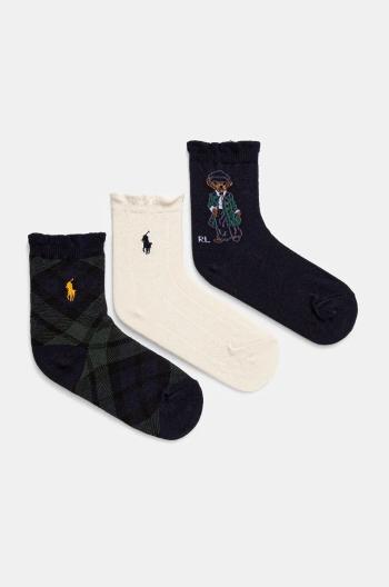 Dětské ponožky Polo Ralph Lauren 3-pack tmavomodrá barva, 446958814001