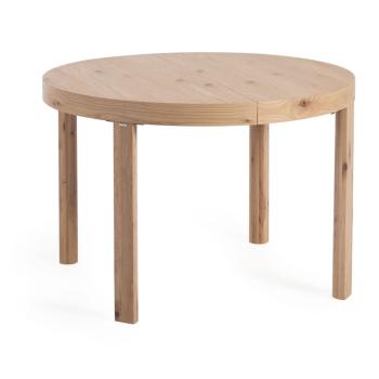 Kerek bővíthető étkezőasztal hosszabbító asztallappal tölgyfa dekorral ø 120 cm Colleen – Kave Home
