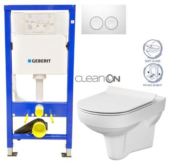 GEBERIT DuofixBasic s bílým tlačítkem DELTA21 + WC CERSANIT CITY NEW CLEANON + WC SEDÁTKO SLIM 458.103.00.1 21BI CI2