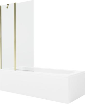 MEXEN/S Vega obdélníková vana 180 x 80 cm s panelem + vanová zástěna 100 cm, transparent, zlatá 550118080X9410115000