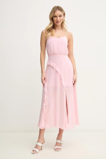 Šaty Armani Exchange ružová farba, midi, rovný strih, XW000199 AF12741