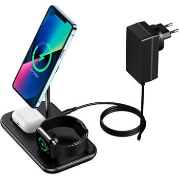 ChoeTech MFM certified 3 in 1 Magnetic Wireless Charger for Iphone 12, 13 series and Apple watch ( w (T589-F-MFM)