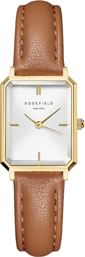 Rosefield Octagon XS White Light Brown Leather Gold OWBLG-O85