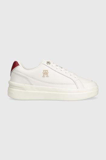 Kožené sneakers boty Tommy Hilfiger TH ELEVATED COURT SNEAKER bílá barva, FW0FW07568