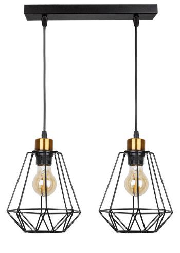 Candellux Černo-zlatý závěsný lustr Primo pro žárovku 2x E27 32-00224