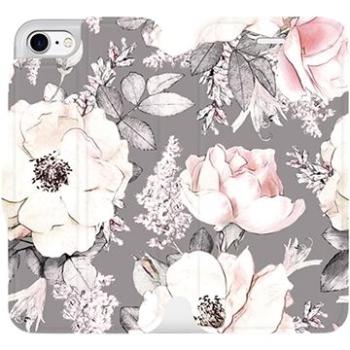 Flipové pouzdro na mobil Apple iPhone 7 - MX06S Květy na šedém pozadí (5903516018581)