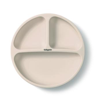 BABYONO Talíř silikonový s přísavkou - beige 6m+