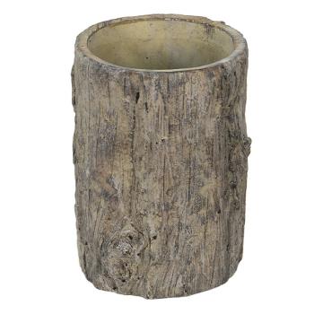 Hnědo - šedý cementový květináč v dekoru kůry stromu Bark L - Ø 12*18 cm 6TE0425L