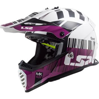 Moto přilba LS2 MX437 Fast Evo XCode  Gloss White Violet  L (59-60)