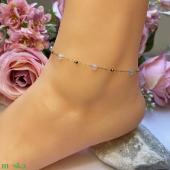 Nemesacél arany színű bokalánc apró csiszolt kristályokkal 21+5 cm