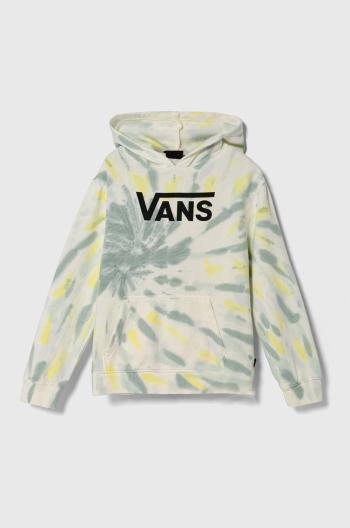 Dětská mikina Vans SPIRAL TIE DYE HOODIE zelená barva, s kapucí, vzorovaná