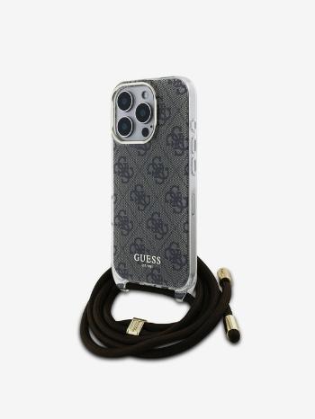 Guess IML 4G Printed Crossbody Popruh Zadní Kryt pro iPhone 16 Pro Max Brown Telefontok Lila
