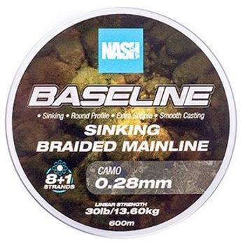 Nash splétaná šňůra baseline sinking braid camo 600 m - 0,28 mm 13,6 kg