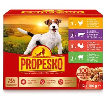 Propesko kapsa pes kuře+hovězí+krůta+jehně 12 × 100 g (8595606400078)