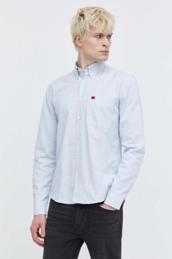 Bavlněná košile HUGO slim, s límečkem button-down, 50479302